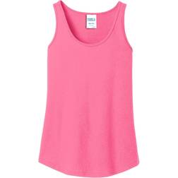 Port & Company Ladies Core Cotton Tank Top - Neon Pink