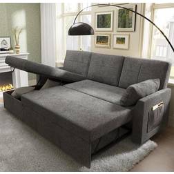 PaPaJet Pull Out Couch Gray Sofa 84" 2 3 Seater