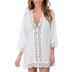 La Blanca Island Fare Crochet-Trim Tunic - White