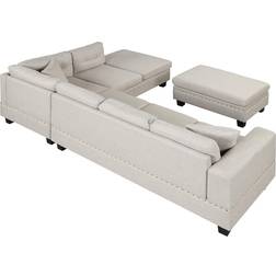 P PURLOVE Sectional with Reversible Chaise Light Gray Sofa 74.5" 6 Seater