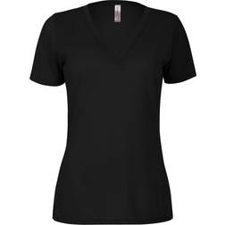 Platinum P514S Delta Women's Slub Short Sleeve V-Neck Tee - Black