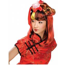 Horror-Shop Dragon lady perücke schwarz-rot