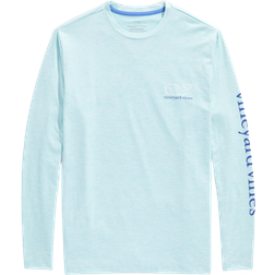 Vineyard Vines Whale Logo Long-Sleeve Harbor Performance Tee - Andros Blue Heather