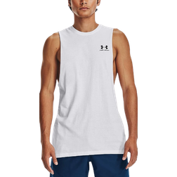 Under Armour Men's UA Sportstyle Left Chest Cut Off Tank Top - White/Black