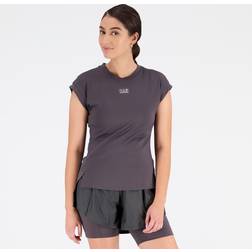 New Balance Women's Impact Run AT N-Vent Short Sleeve Top in Grey Poly Knit