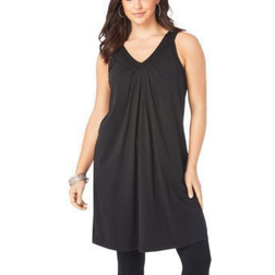 Roaman's Women's Swing Ultimate Tunic Tank Top Plus Size - Black