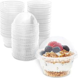 Juvale 50 pack 5 oz plastic dessert cups with lids, clear cups with dome lids