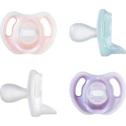 Tommee Tippee Ultra-Light Silicone Baby Pacifier 0-6m Pink/Green 4pk