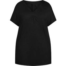 Avenue Pocket Pleat Tunic Top - Black