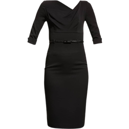 Black Halo Classic 3/4 Sleeve Jackie O Sheath Dress - Black