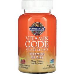 Garden of Life Vitamin Code Vitamins D3 & K2 Gummies Raspberry Lemon