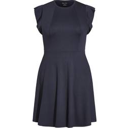 City Chic Frill Shoulder Dress - Navy