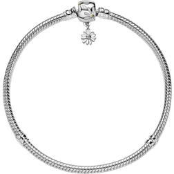 Pandora Moments Daisy Flower Clasp Snake Chain Bracelet - Silver/Transparent/Yellow