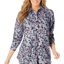 Woman Within Soft Sueded Moleskin Shirt Plus Size - Navy Paisley