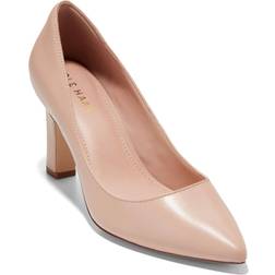 Cole Haan Mylah Round Block Heel Pumps Beige