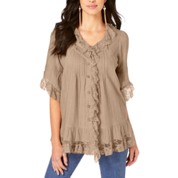 Roaman's Whitney Lace Shirt - New Khaki