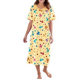 Dreams & Co Women's Long Print Sleepshirt Plus Size - Yellow Cats