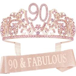 90th Birthday Gifts for Women 90th Birthday Crown and Sash for Women 90th Birthday