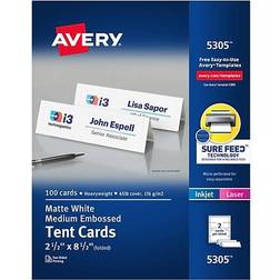 Avery 5305 2 Medium Embossed Tent Cards 100/Box