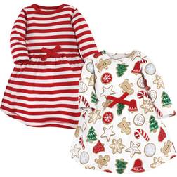 Touched By Nature Infant and Toddler Girl Organic Cotton Long-Sleeve Dresses Christmas Cookies Toddler