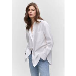 Mango Women's Pocket Oversize Shirt White White