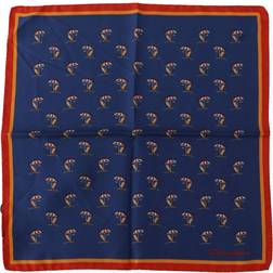 Dolce & Gabbana Blue Printed Square Handkerchief 100% Silk Scarf