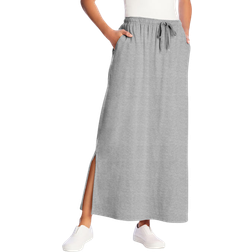 Woman Within Women's Sport Knit Side Slit Skirt - Heather Grey