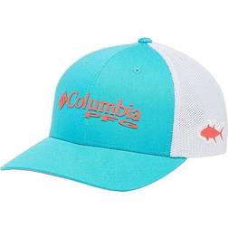 Columbia PFG Logo Mesh Ball Cap High Crown - Ocean Teal/Corange