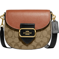 Coach Morgan Saddle Bag In Colorblock Signature Canvas - Gold/Khaki Multi