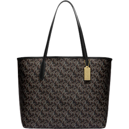 Coach City Tote With Signature Monogram Print - Black