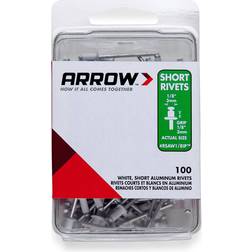 Arrow 1/8 D X 1/8 Aluminum Rivets White 100 pk