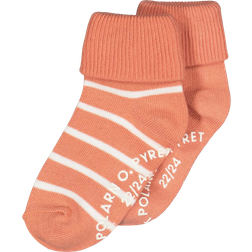 Polarn O. Pyret Socks With Non-Slip Nubs 2-pack - Coral Red