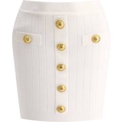 Balmain High-rise knit miniskirt white