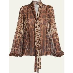 Dolce & Gabbana Leopard-print silk chiffon blouse multicoloured
