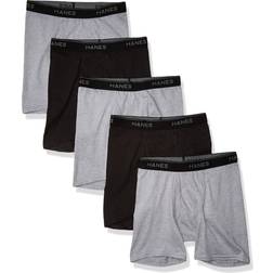 Hanes Boy's Boxer Briefs 5-pack - Grey/Black Assorted