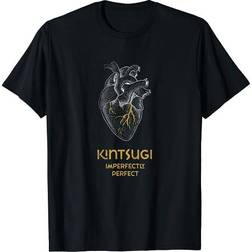 Kintsugi Japanese Repair Pottery Golden Heart T-shirt - Black