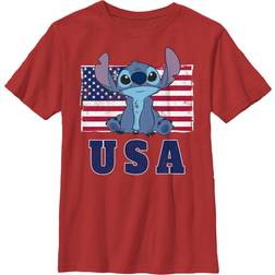 Fifth Sun Boy's Lilo & Stitch Distressed Red, White & Blue T-shirt - Red