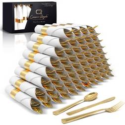 Dreamdecker gold plastic silverware set pack of 60 disposable pre rolled na