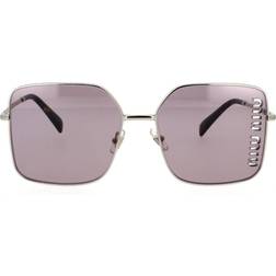 Miu Miu Square Sunglasses, 60mm Silver/Pink Mirrored