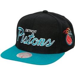 Mitchell & Ness Men's Black Detroit Pistons Hardwood Classics MVP Team Script 2.0 Snapback Hat