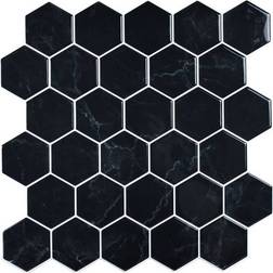 Selvklebende flis, svart marmor Hexagon