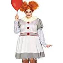 Leg Avenue Women's Plus Creepy Clown Costume Gray/Red/White 1X/2X