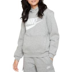 Nike Big Kid's Sportswear Club Fleece Hoodie - Dark Grey Heather/White