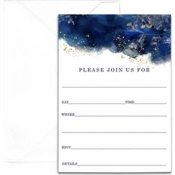 Blue invitations with envelopes 25 pack blank invites for bridal shower gradu