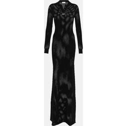 Off-White High-neck mesh maxi dress black