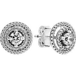 Pandora Sparkling Double Halo Stud Earrings - Silver/Transparent