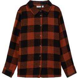 Name It Kid's Checked Overshirt - Coconut Shell