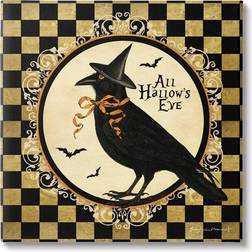 Stupell Industries All Hallow s Eve Halloween Crow Holiday Painting Black Print Framed Art