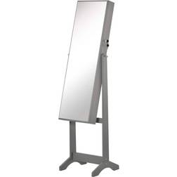 Homcom Grey Standing Jewelry Cabinet with Full-Length Mirror