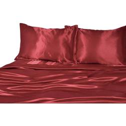 Elite Home Luxury Satin Bed Sheet Red (259.1x228.6)